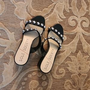 Sole Society Black Leather Sandals Size 9.5